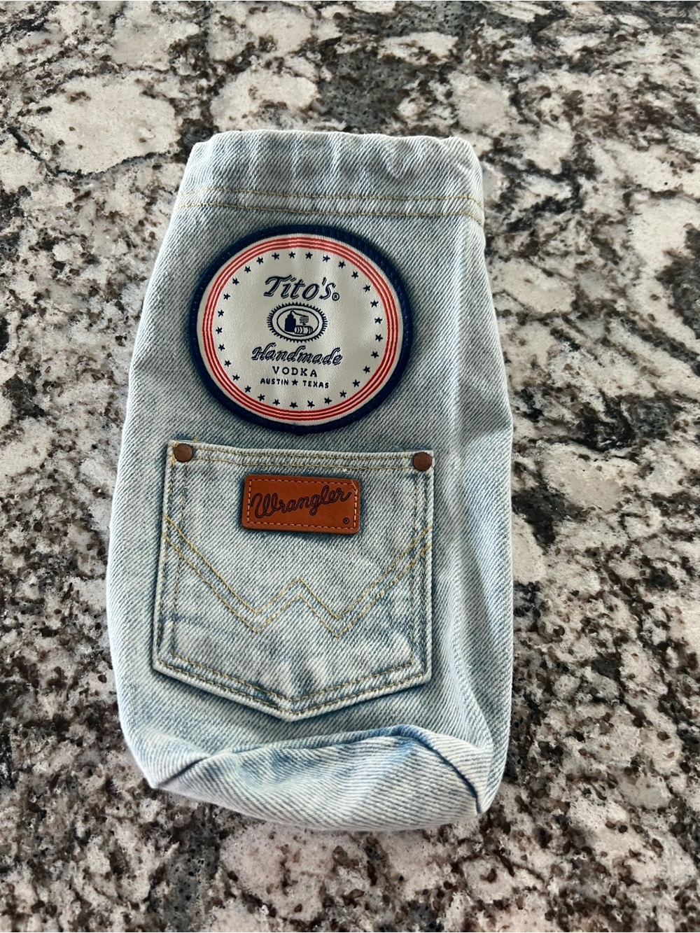 Wrangler Light Blue Denim Bottle Cover with Patch